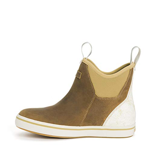 Image of XTRATUF Women's Leather Ankle Deck Boot, Color: Taupe /Scales, Size: 6 (XWAL-901-TAN-060)