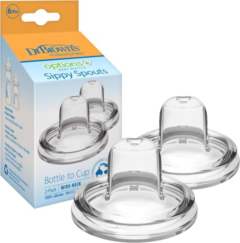 Image of Dr. Brown's Options+ Wide-Neck Baby Bottle Silicone Sippy Spout,6m+,2 Count (Pack of 12)