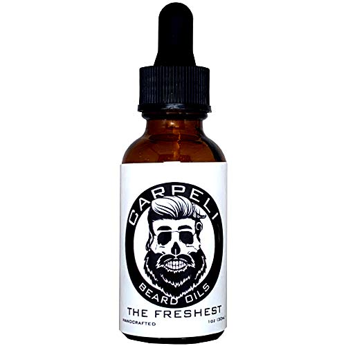 CARPELI | Natural Beard Oil Conditioner with Argan and Jojoba Oil | Perfect for Sensitive Skin | Softens, Promotes Growth and Skin Hydration | For Men 1 oz with Dropper [The Freshest] – Minty