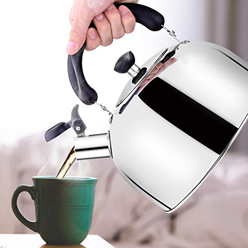 Tea Kettle for Stovetop Whistling Tea Pot, Stainless Steel Teakettle Tea Pots for Stove Top, 3.2QT(3-Liter) Large Capacity with Capsule Base by ECPURCHASE