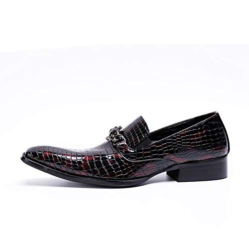 Sapatos Oxford Masculinos De Couro Genuíno Com Bico Quadrado, Decoração Estampada E Estilo Slip-On P