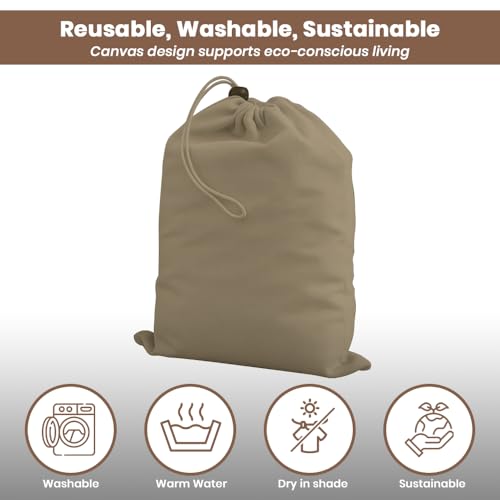 Image of LFH Cotton Rich Shoe Storage Bags with Drawstring, Dustproof Breathable Reusable Organizer, Perfect For Travel, Dorm, Hotel, College, Gym, Easy to Carry, Machine Washable 8 inchx17 inch (Pack of 6) - Chambray