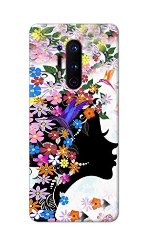 Image of Printed Hard Back Cover Case for OnePlus 8 Pro Back Cover (Floral Hairstyle Girl) -1803