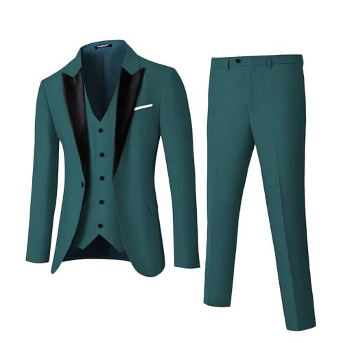 Slim Fit 3 Piece Tux Men's Suits Regular Fit Peak Lapel Tuxedo Wedding Prom