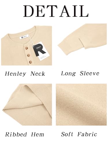Runcati Mens Henley Knit Sweater Long Sleeve Quarter Button Pullover Sweaters Casual Fall Tops 6