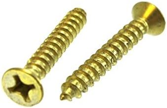 Tornillos de chapa Phillips de cabeza plana chapados en latón # 8 x 34" (paquete de 12)
