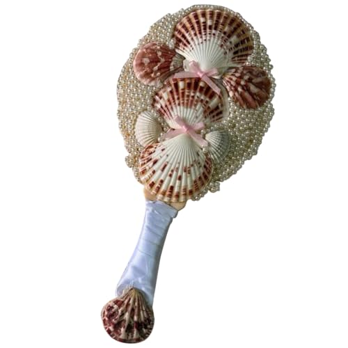Handheld Makeup Mirror with Natural Seashell Decoration – Coastal Style
