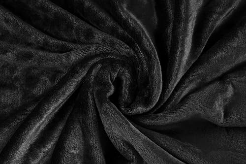 Image of ABRAZO AC Blanket | 300 GSM Lightweight Super Soft Cozy for Bed, Sofa, Couch, Travel & AC Room | Double Bed 220x240 cm | Solid Color | Breathable All-Season Comfort (Midnight Black)