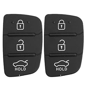 HooRLZ 2 Pcs 3-Button Hyundai Rubber Car Key Pads, Black Key Button Pad For Car Key Shell Replacement Part, Remote Control Pad Hyundai