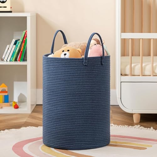 Image of Laundry Basket for Clothes | Toy Storage Basket | Washing clothes Storage Basket | Cotton Rope Basket | Multi-Purpose Use Big Size Laundry Basket | Dirty Cloth Baskets Jute | 36x36x46 cm