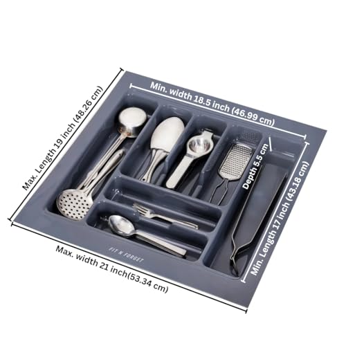 Image of Polyvinyl Chloride Heavy Pvc Cutlery Tray,Modular Kitchen Basket Storage Organizer,Heavy Stylish Tray,Cutlery Tray For (21X19 Inchcosmetics, Grey)