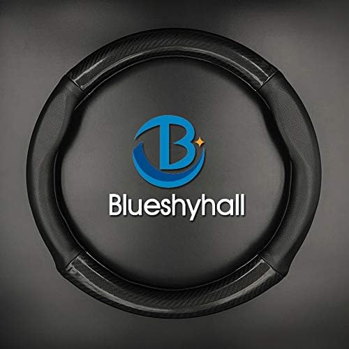 Blueshyhall PU Leather Auto Car Steering Wheel Carbon Fiber Soft Skidproof Cover Universal 15 inch