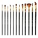 Produktbild 12 Stück Pinselset,Premium Nylon Acrylfarben Pinsel,Künstler Acryl Bürste,Malerei Ölfarben Brush Set fur Acrylfarben,Öle und Gouache (Schwarz)