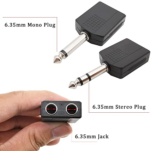 Image of [ 4 Pieces ] 1 /4 inch Mono to 2 x 6.35mm Female Splitter & 1 /4 inch Mono to 2 x 6.35mm Female Splitter ; Headphone Microphone Splitter Converter ; Audio Jack Plug Adapter 6.35 mm Male Splitters