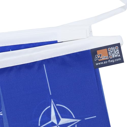 Image of AZ FLAG NATO 6 meters BUNTING Flag 20 flags 9'' x 6'' - North Atlantic Treaty Organization STRING flags 15 x 21 cm