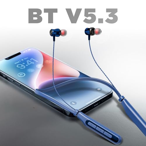Image of Intex NeckPro Vibe Wireless Neckband Earphones with 30H Playtime | Bluetooth v5.3, AI Assistant | Magnetic Earbuds, Type-C Fast Charging | Deep Bass & HD Mic for Calling - Blue
