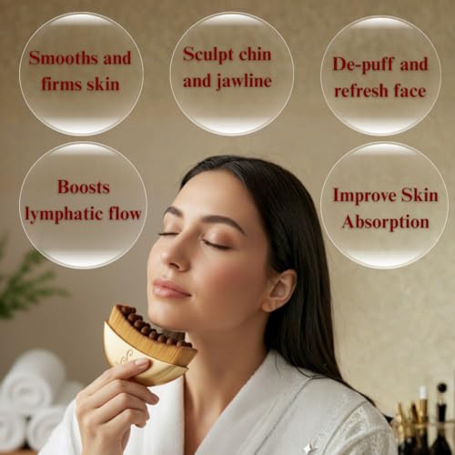 Image of Lymphatic Contour Face Brush-Instruction Included-for Facial Sculpting. Anti-Puffiness, Detox & Lift, Improves Skin Glow & Absorption. Guasha Depuff Lift Brush for Face Neck Chin Massage Tool