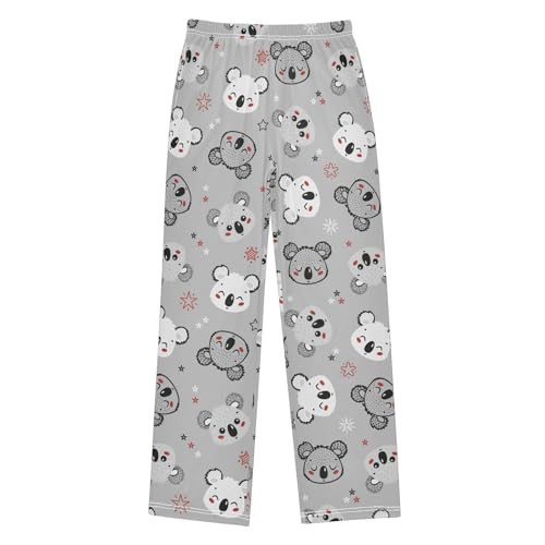 Koala Head Print Boys Long Pants Soft Trousers Elastic Waist Kids Lounge Bottoms with Pockets S-XL