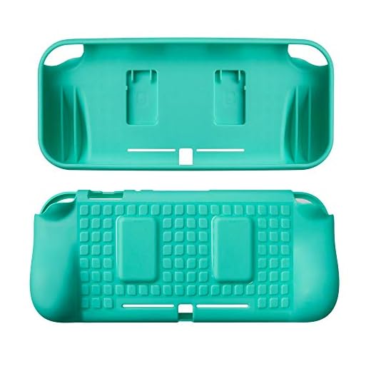 TNE - Switch Lite Case & Tempered Glass Screen Protector | Protective Soft TPU Cover with Comfort Design | Extra Grip & Shock Absorption Protection for Nintendo Lite | Holds 2 Games (Turquoise)