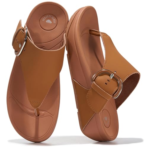 Image of Project Cloud Genuine Leather Women's Sandals - Thong Flip Flops with Plush Soft Insole, Arch Support & Non Slip Outsole - Comfortable Beach & Summer Slides