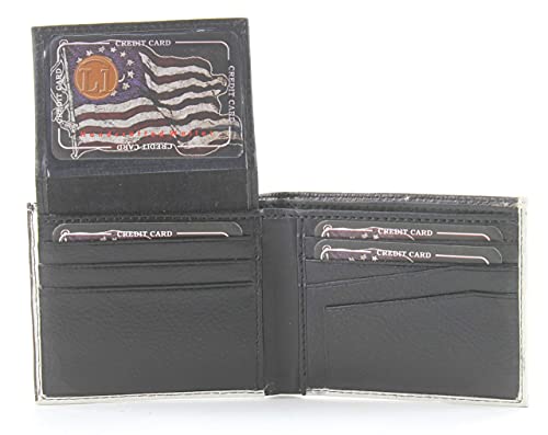 Li Men's Rugged U.s.a. Flag Print Vegan Vegetable Leather Bi-Fold Wallet With Matching Gift Box (American Flag) (Don't Tread Flag) #TOP3
