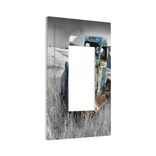 Vintage Country Old Blue Truck 1 Gang Interruttore Della Luce A Bilanciere Piastra Rustica Automobile Singola Decora Presa Piastra di Copertura Frontale Placca Decorativa Placca Interruttore GFCI per