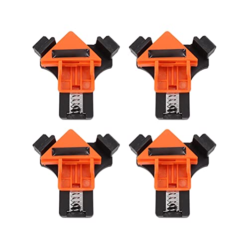 Clip de ángulo recto carga de resorte abrazadera de esquina de 90 grados 4 piezas herramienta de abrazadera de carpintería de plástico ABS para montaje de estantería de marco de