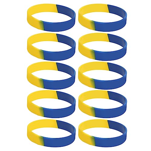 FOLOSAFENAR Ukrainian Rubber Bracelets , 6 . 5cm Diameter Comfortable Ukraine Flag Bracelets 10Pcs 1 . 2cm Width for World Cup for Games