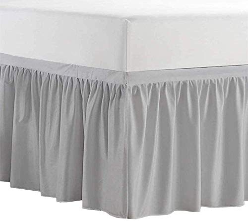 Cotton Sheet - Bed Skirt For Dorm Room, Ruffled Dorm Sized Bed Skirt Three Fabric Sides College Dorm Bed Skirt - Light Grey - Twin Xl - 38 Inch Drop #TOP2