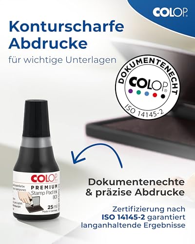 COLOP Premium Stempelfarbe 801 schwarz, auf Wasserbasis, dermatologisch getestet, 15,5 x 6,20 x 8,00 cm