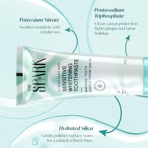 Image of STIM Spark Sensitive Whitening Toothpaste | Gentle Teeth Whitening from Day 5 | Sensitivity Relief from 6th Use | Whitening Toothpaste for Yellow Teeth | Enamel-Safe Dual Whitening Tech