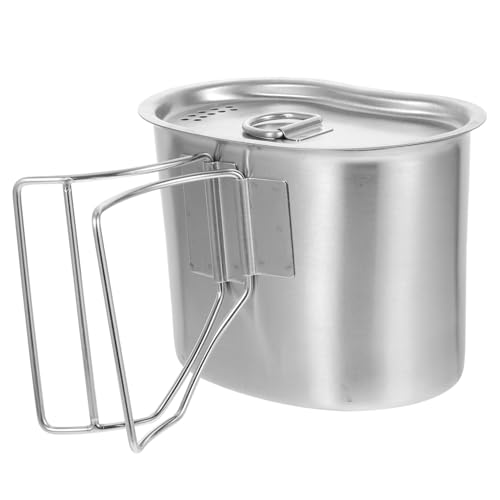 Balacoo 1Pc Stainless Steel Camping Water Cup Portable Outdoor Cookware with Skid Handle for Hiking Backpacking Picnics and BBQ Lightweight Food Container for All Outdoor