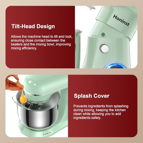 Image of Honinst 4QT Electric Stand Mixer, 10-Speed Tilt-Head Compact Kitchen Mixer