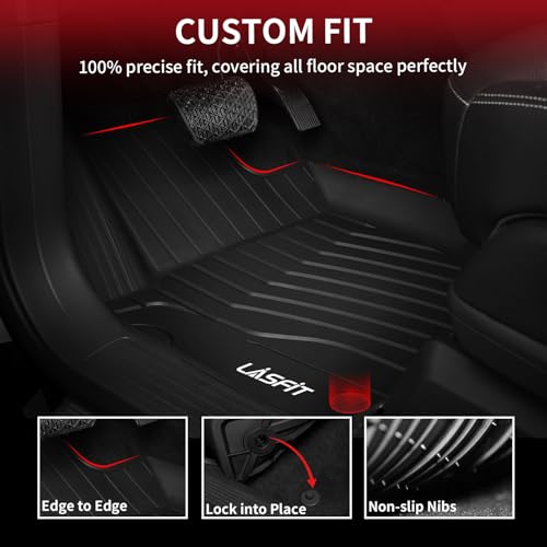 Image of LASFIT Floor Mats for Mercedes Benz GLE 2016-2019 & ML Class 2012-2015 | Fit for GLE & ML 350 /400 /63 AMG S, All Weather TPE Non-Slip Easy to Wash, 1st & 2nd Row Car Mats, Black
