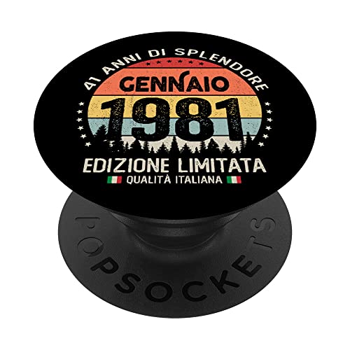 Vintage enero 1981 mujer hombre regalo 41 años cumpleaños PopSockets PopGrip Intercambiable