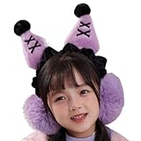 [アイコイ] 耳当て キッズ イヤーマフ 猫耳 ボリューム 子供 防寒 男の子 女の子 ふわふわ 暖かい 通学 通園 パープル