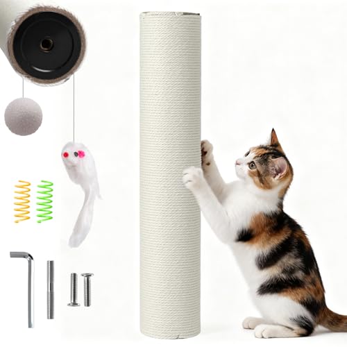 Czoynife Cat Scratching Post Replacement Pole 15.75 H Sisal Pole Replacement Cat Tree Post Indoor Small Size with M8 Screws Beige (1PCS)
