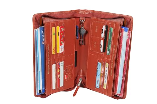 Image of Sukeshcraft Cheque Book Holder for 8 Cheque Books | Multi-Pocket Rexine Organizer I Locker Key Holder | Handy 6.25 x 10.80 x 1.80 inch. Size (Rexin, Grian-Tan)