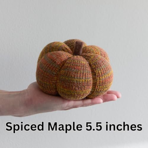 Image of Set of 3 Multi-size Cozy Knit Pumpkins (Spiced Maple Large Multi size set) | Fall Home decor, Shelf sitters, Bowl fillers, Gift for Friend