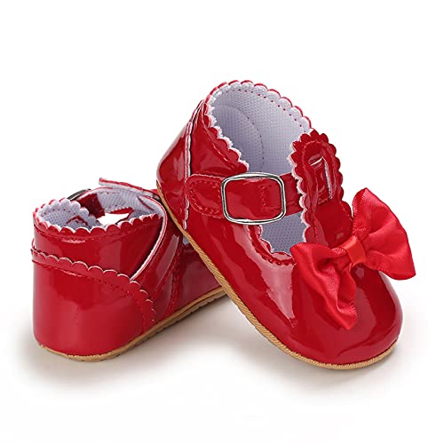Baby Girls Boys Sandals Infant Toddler Hook & Loop Shoes First Walkers Prewalkers Flat Shoes Cute Summer (Red, 13=3)4