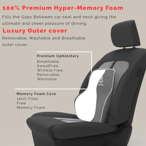 Image of MRRON Back Support for Office Chair | 3 Years Warranty | Medical Grade Memory Foam Car Seat Back Support, Orthopedic Lumbar Back Rest for Back Pain Relief - Back Pillow for Sitting Long Hours