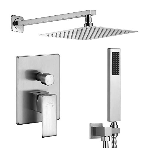 HOMELODY Shower Set, Brushed Nickel Shower System Wall Mounted with High Pressure Rainfall