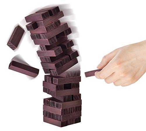 Classic Stacking Building Tumbling Wooden Blocks Game - Fun 54 Pcs Wood Block for All Ages - Tabletop Desktop Birthday Party Games by Perfect Life Ideas