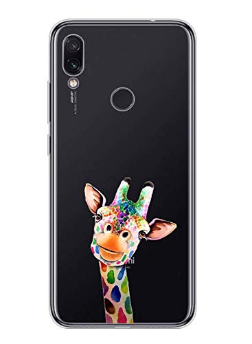 Caler Beschermhoes compatibel met OnePlus 7 hoes transparant met tekeningen TPU zachte bumper beschermhoes met schattig patroon van TPU silicone schokbestendig 3D Vogue Ultra Chic