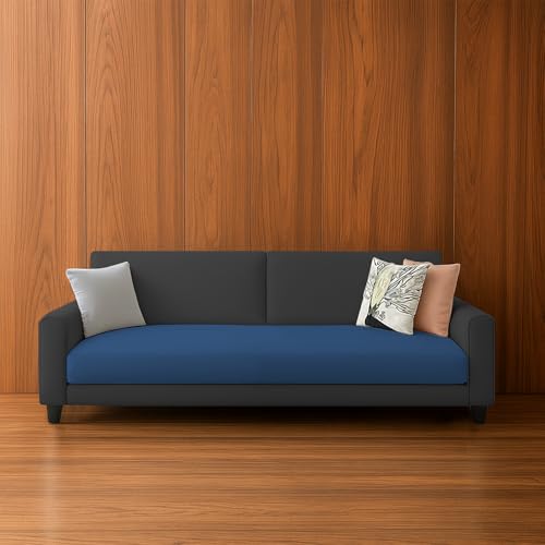 Image of Kathleen 3 Seater Sofa Set for Living Room - Foldable Convertible Couch Furniture for Home, Office or Guest Use, Modern Designer Stylish Comfortable (Blue Black)