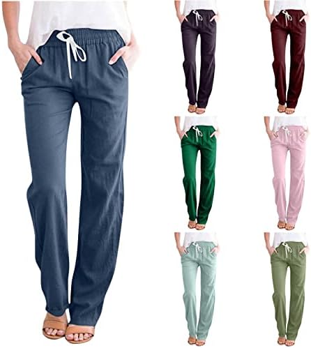 Womens High Waisted Cotton Linen Pants 2024 Summer