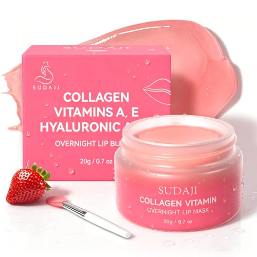 SUDAJI Overnight Collagen Lip Mask, Plumps Fine Lines for Lush Lips 0.7oz