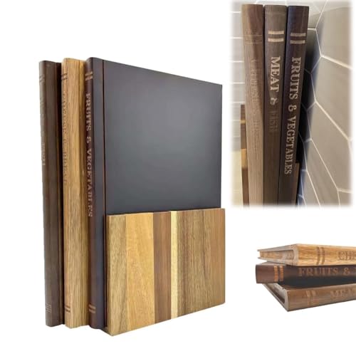 Planche a Decouper en Forme de Livre Lot de 3, Planche Cuisine en Bois Massif avec Support, Antidérapante Planche à Hacher pour Fromage, Viande, Légumes, Nourriture pour la Maison, Famille