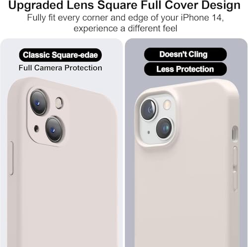 Image of Elzzi Microfiber Square Candy Case Compatible for iPhone 14, Shockproof Slim Back Cover Liquid Silicone Case - Off White