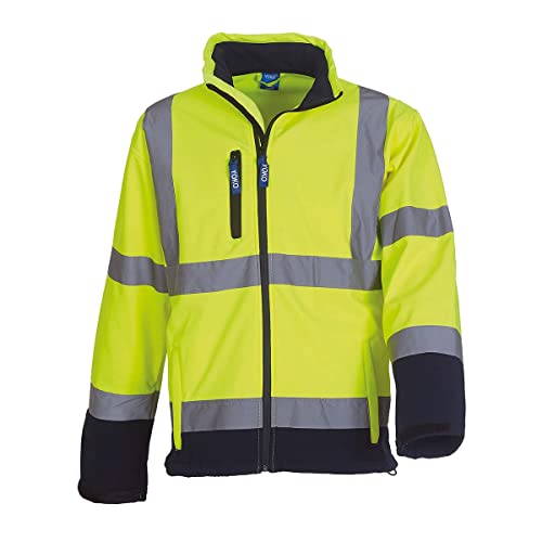 Yoko Hi-Vis Softshell Jacket Colour=Hi-Vis Yellow/Navy Size=XL